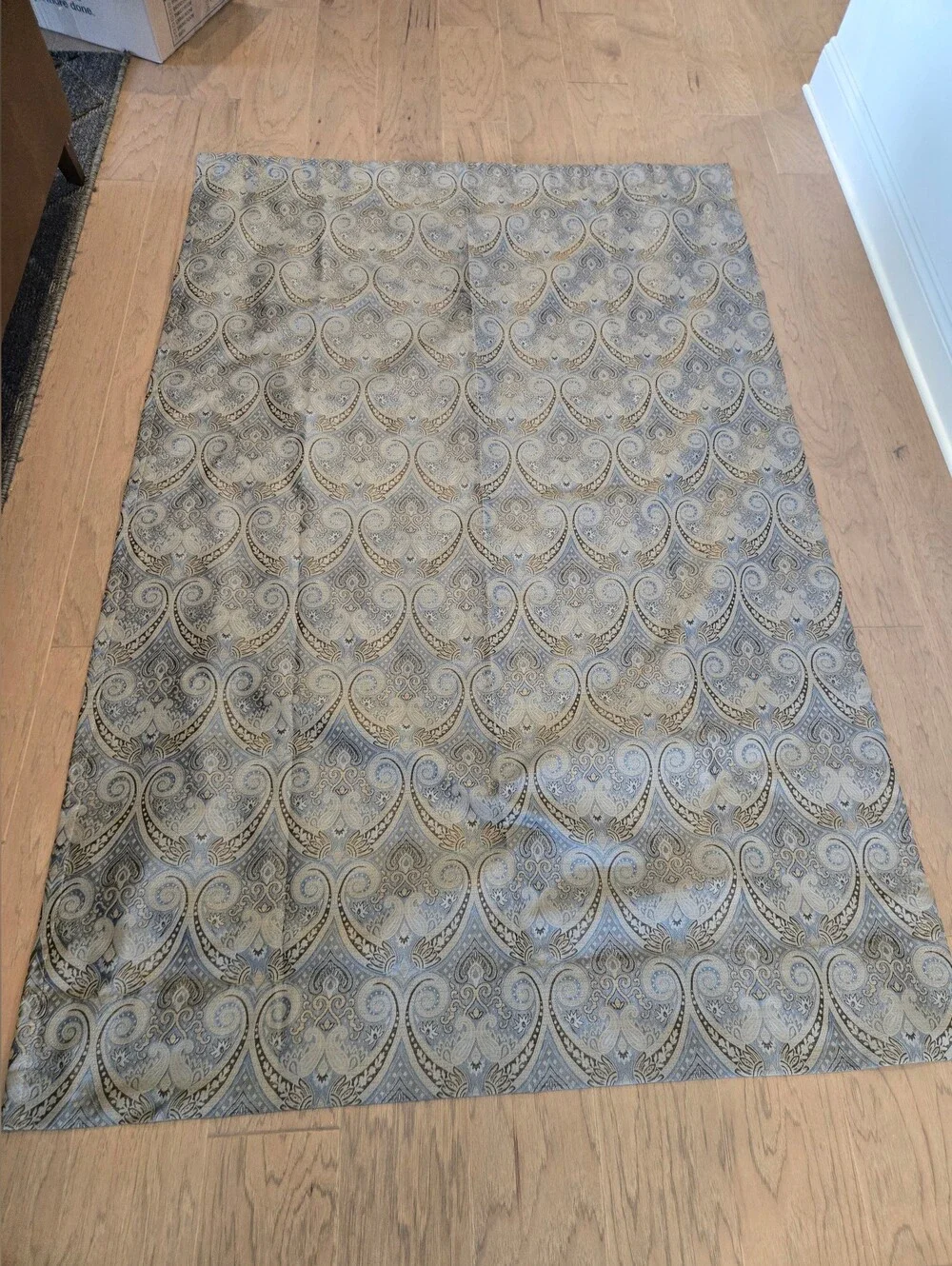 Elegant Paisley Fabric Panel Set Of 2, Blue and Gold Curtains 76x50 Insulated